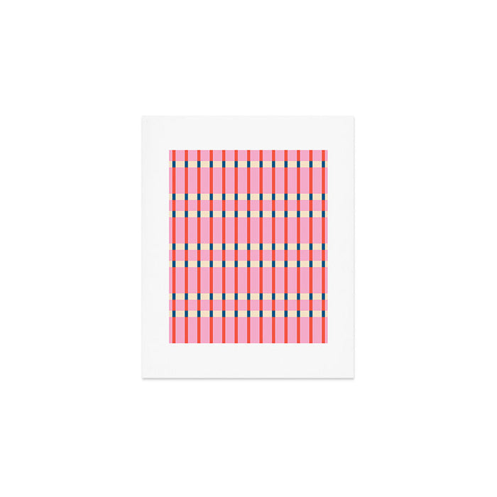 Pink Red Teal Plaid Pattern Art Print Gallery Image 1