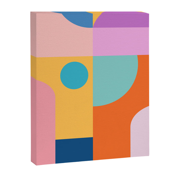 Playful Color Block Shapes in Bright Shades of Orange, Blue, Yellow, and Pink Canvas Print Gallery Image 1