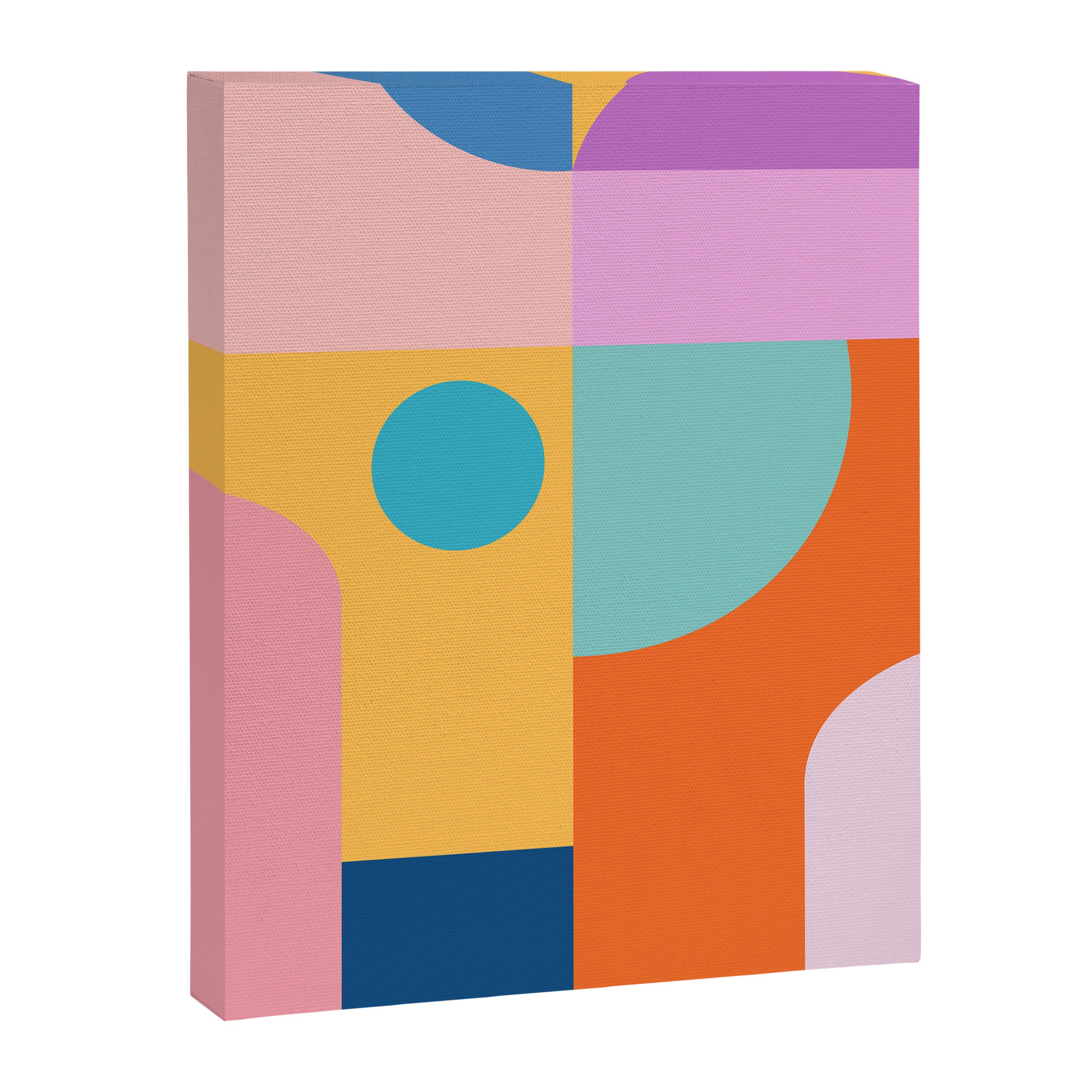 Playful Color Block Shapes in Bright Shades of Orange, Blue, Yellow, and Pink Canvas Print Gallery Image 6