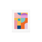 Playful Color Block Shapes in Bright Shades of Orange, Blue, Yellow, and Pink Art Print Gallery Image 1