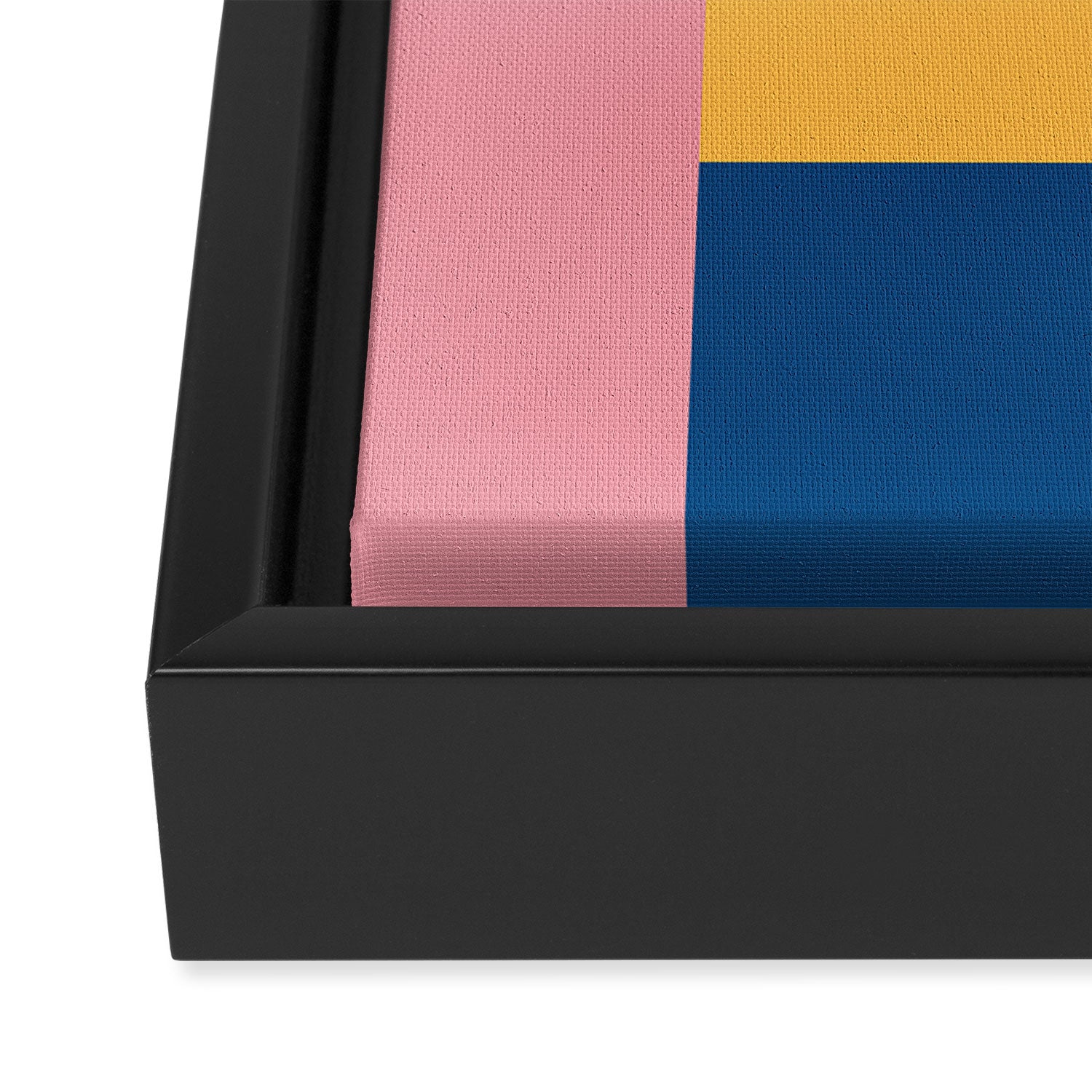 Playful Color Block Shapes in Bright Shades of Orange, Blue, Yellow, and Pink Framed Canvas Print Gallery Image 3