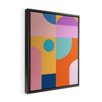 Playful Color Block Shapes in Bright Shades of Orange, Blue, Yellow, and Pink Framed Canvas Print Gallery Image 2