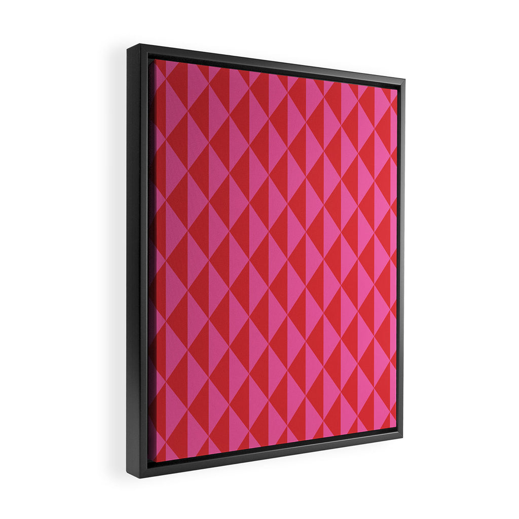 Red and Pink Geometric Pattern Framed Canvas Print Gallery Image 2