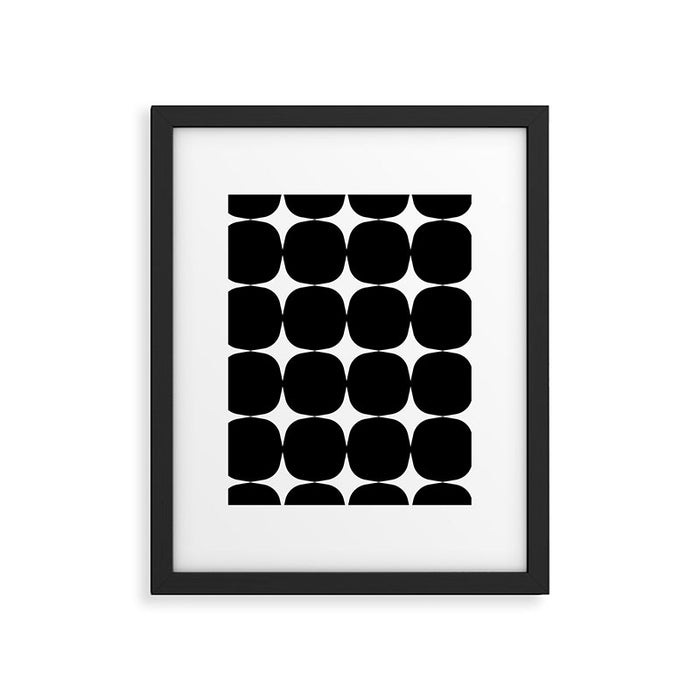 Retro '50s Shapes in Black and White Framed Art Print Gallery Image 1