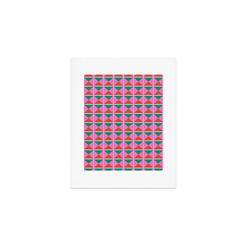 Retro Christmas Triangle Checkerboard Pattern Art Print Gallery Image 1