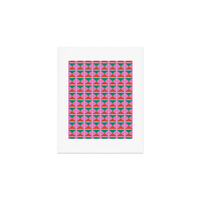 Retro Christmas Triangle Checkerboard Pattern Art Print Gallery Image 1