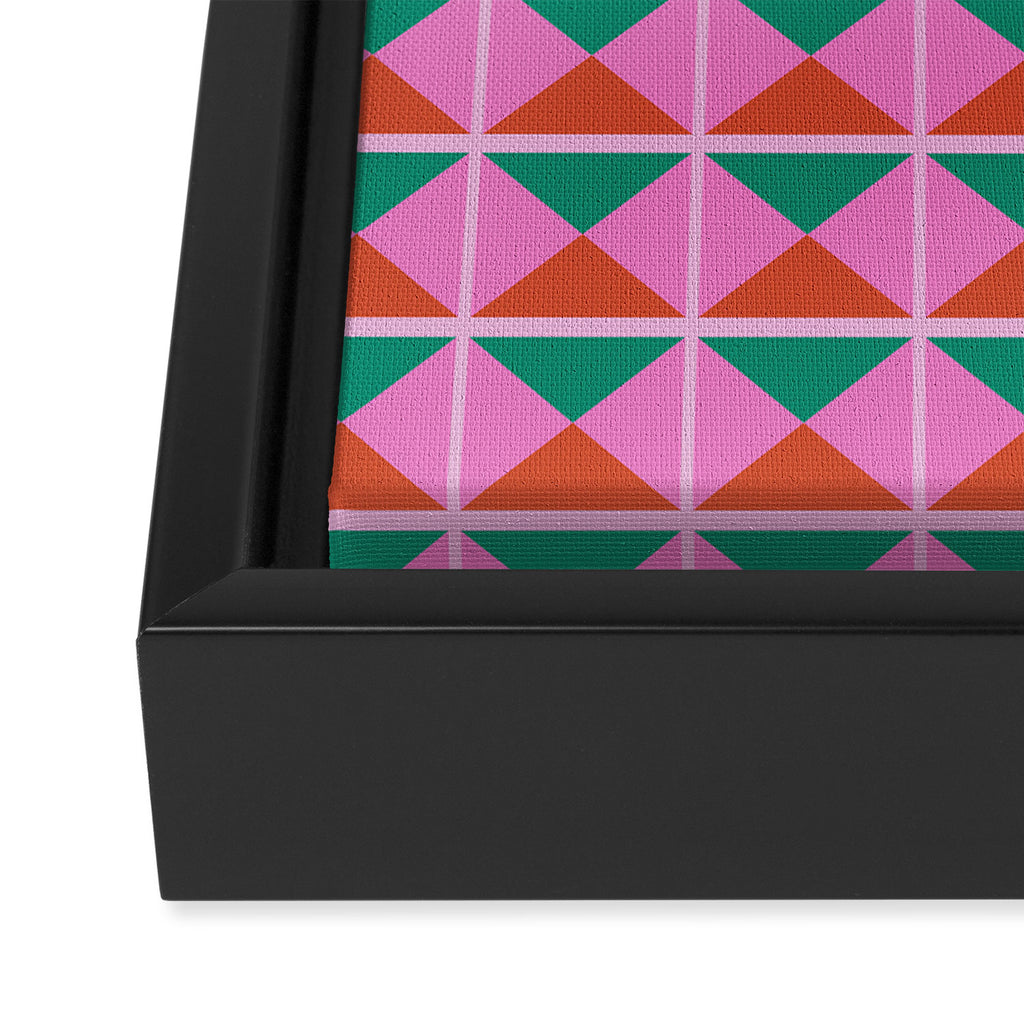 Retro Christmas Triangle Checkerboard Pattern Framed Canvas Print Gallery Image 3