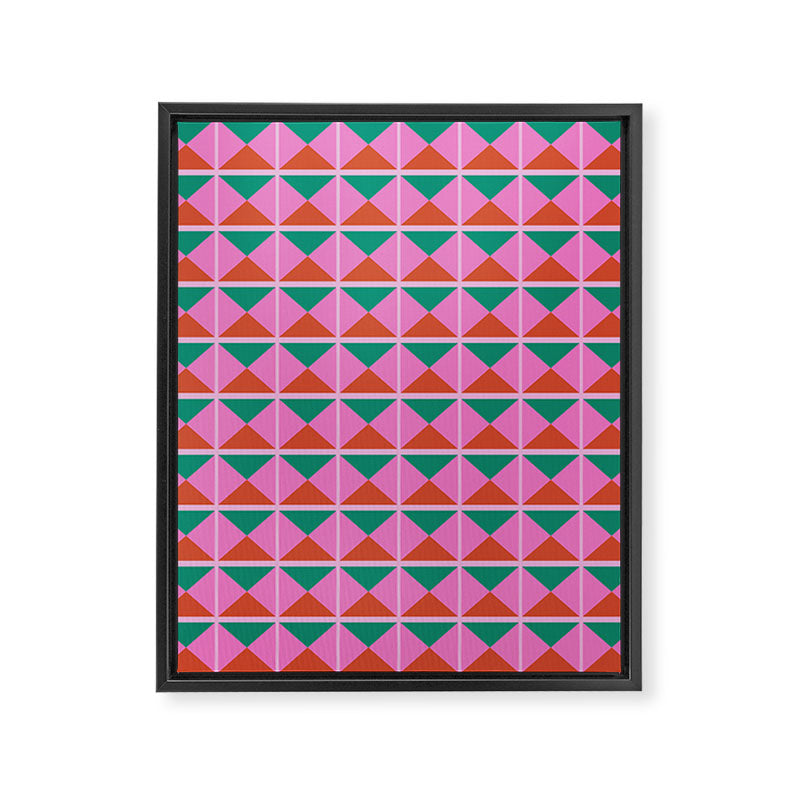 Retro Christmas Triangle Checkerboard Pattern Framed Canvas Print Gallery Image 6