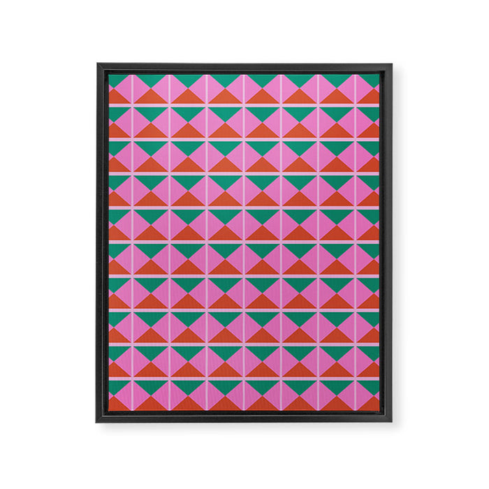 Retro Christmas Triangle Checkerboard Pattern Framed Canvas Print Gallery Image 1