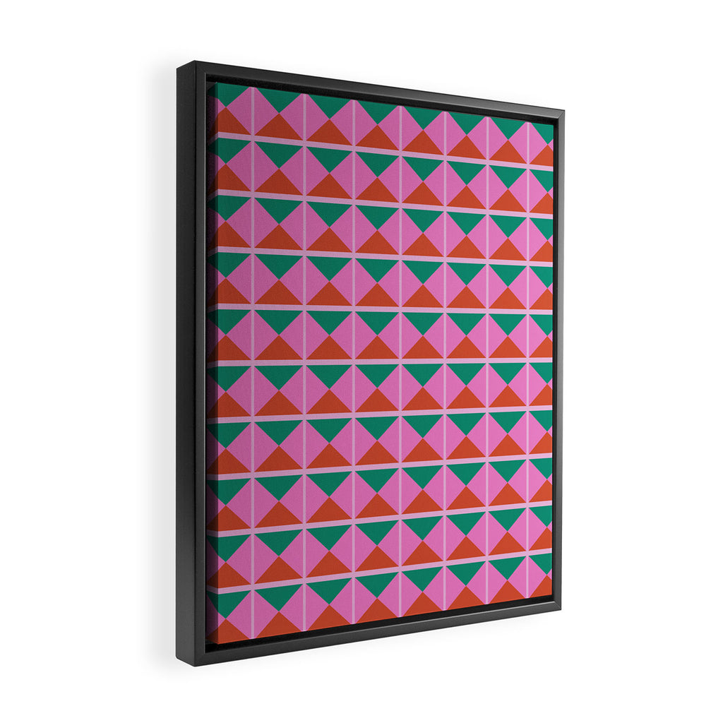Retro Christmas Triangle Checkerboard Pattern Framed Canvas Print Gallery Image 2