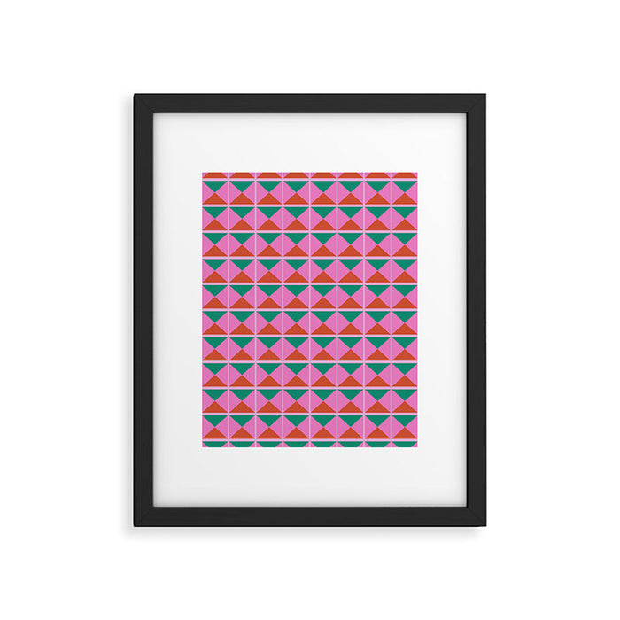 Retro Christmas Triangle Checkerboard Pattern Framed Art Print Gallery Image 1