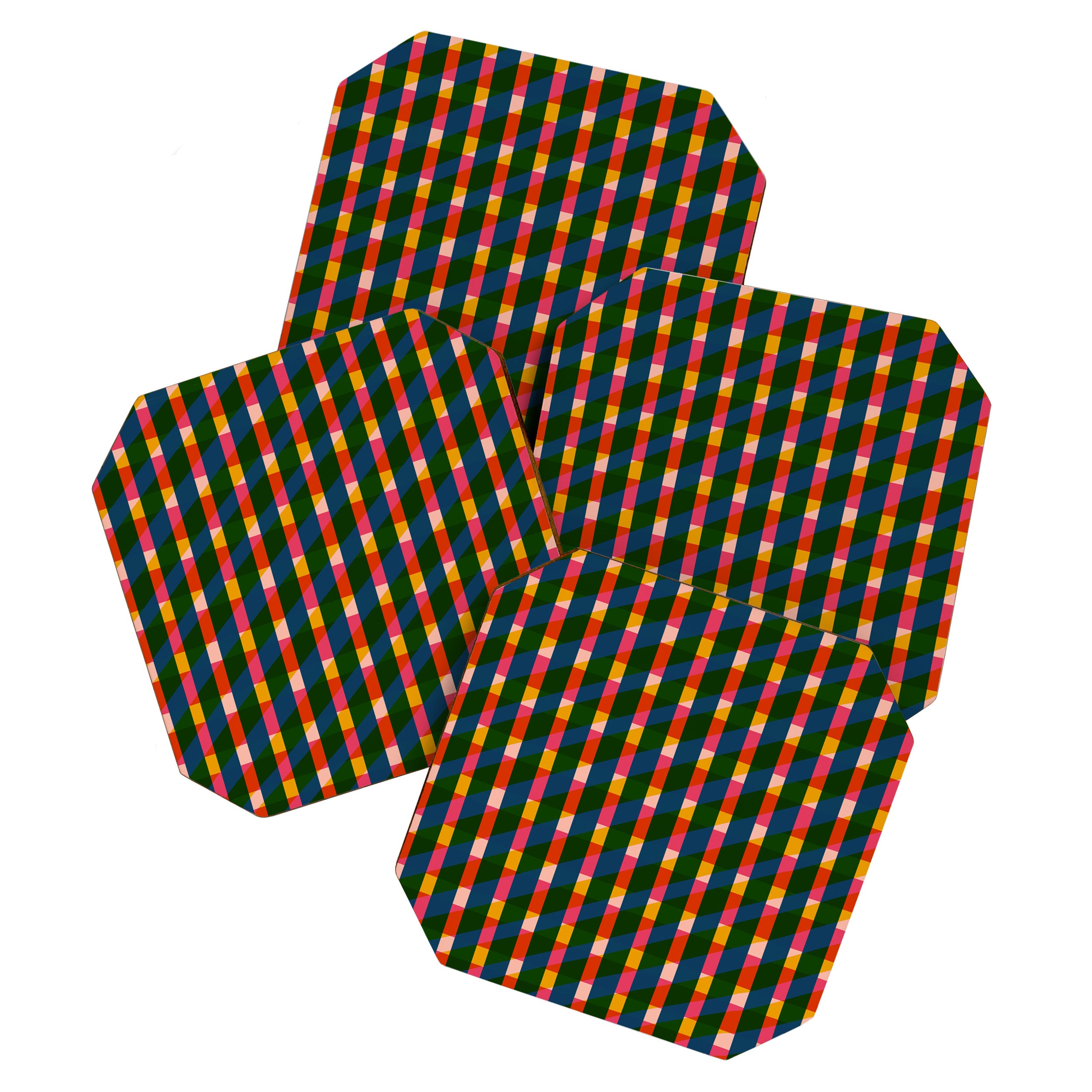 Retro Colorful Plaid Pattern Coaster Gallery Image 1