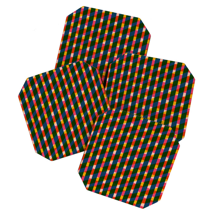 Retro Colorful Plaid Pattern Coaster Gallery Image 1