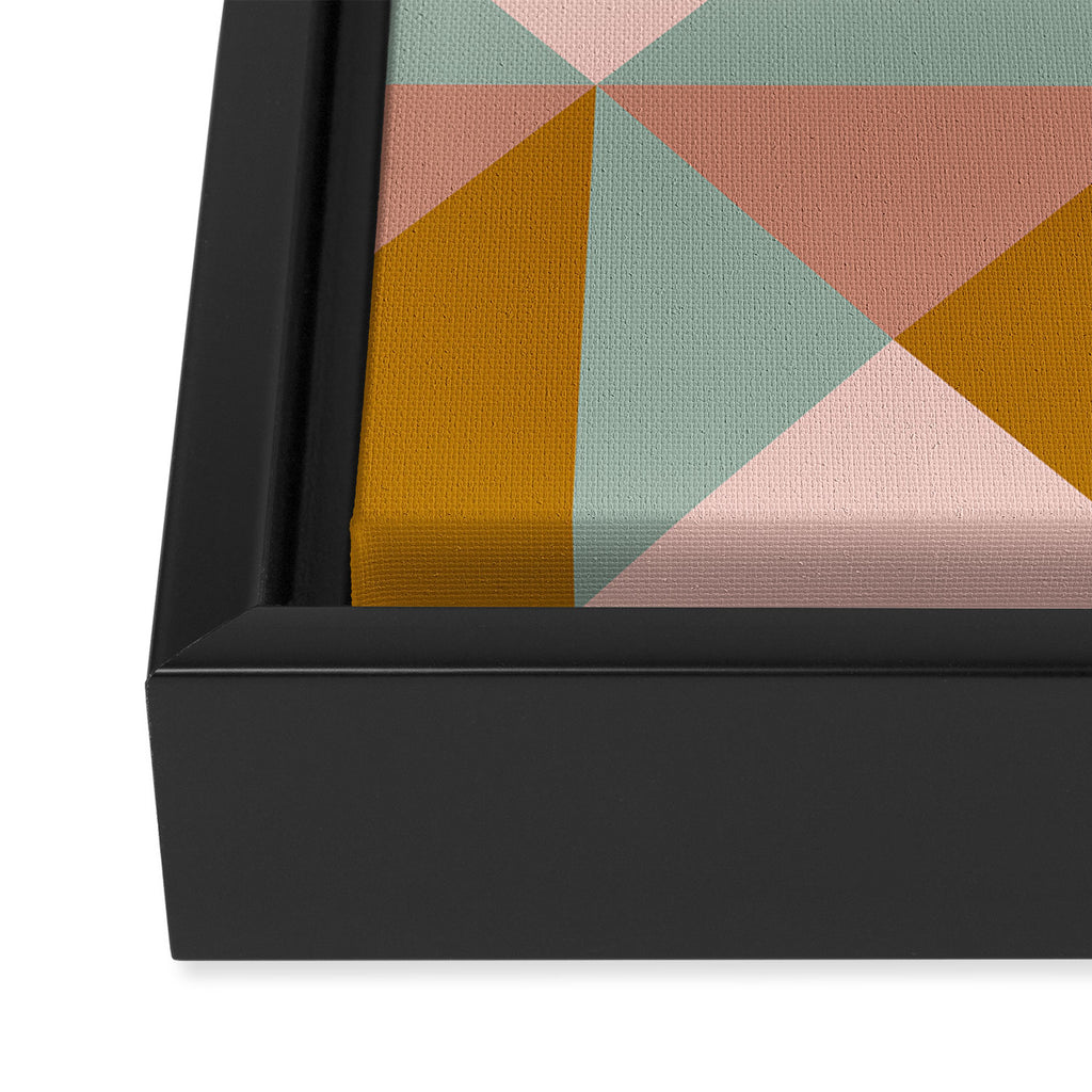 Retro Geometric Triangles in Earthy Pastels Framed Canvas Print Gallery Image 3