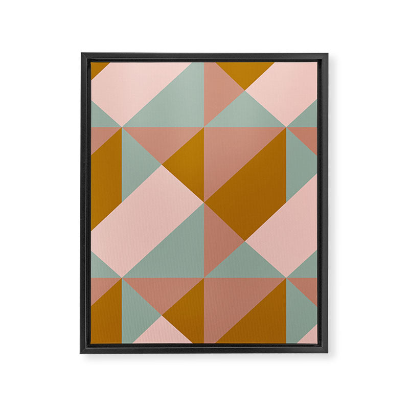 Retro Geometric Triangles in Earthy Pastels Framed Canvas Print Gallery Image 8