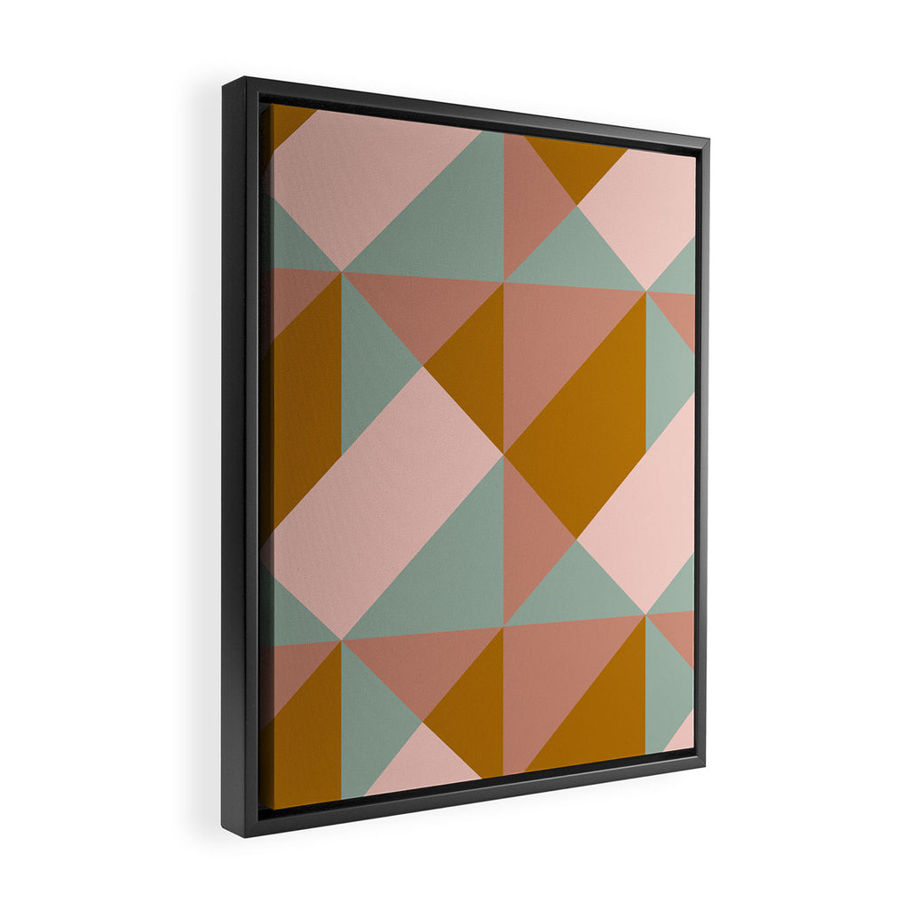 Retro Geometric Triangles in Earthy Pastels Framed Canvas Print Gallery Image 2