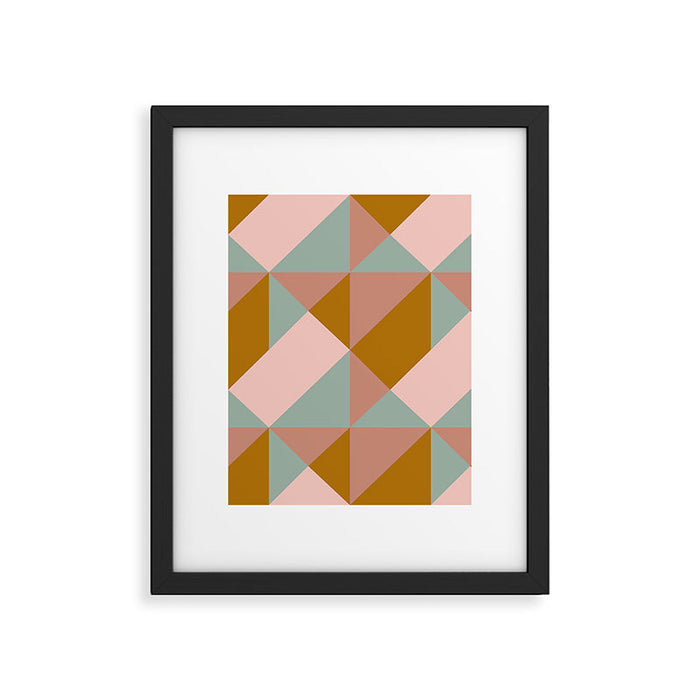Retro Geometric Triangles in Earthy Pastels Framed Art Print Gallery Image 1