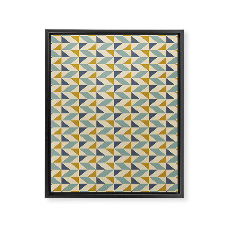 Retro Geometric Triangles in Gold and Blue Framed Canvas Print Gallery Image 6