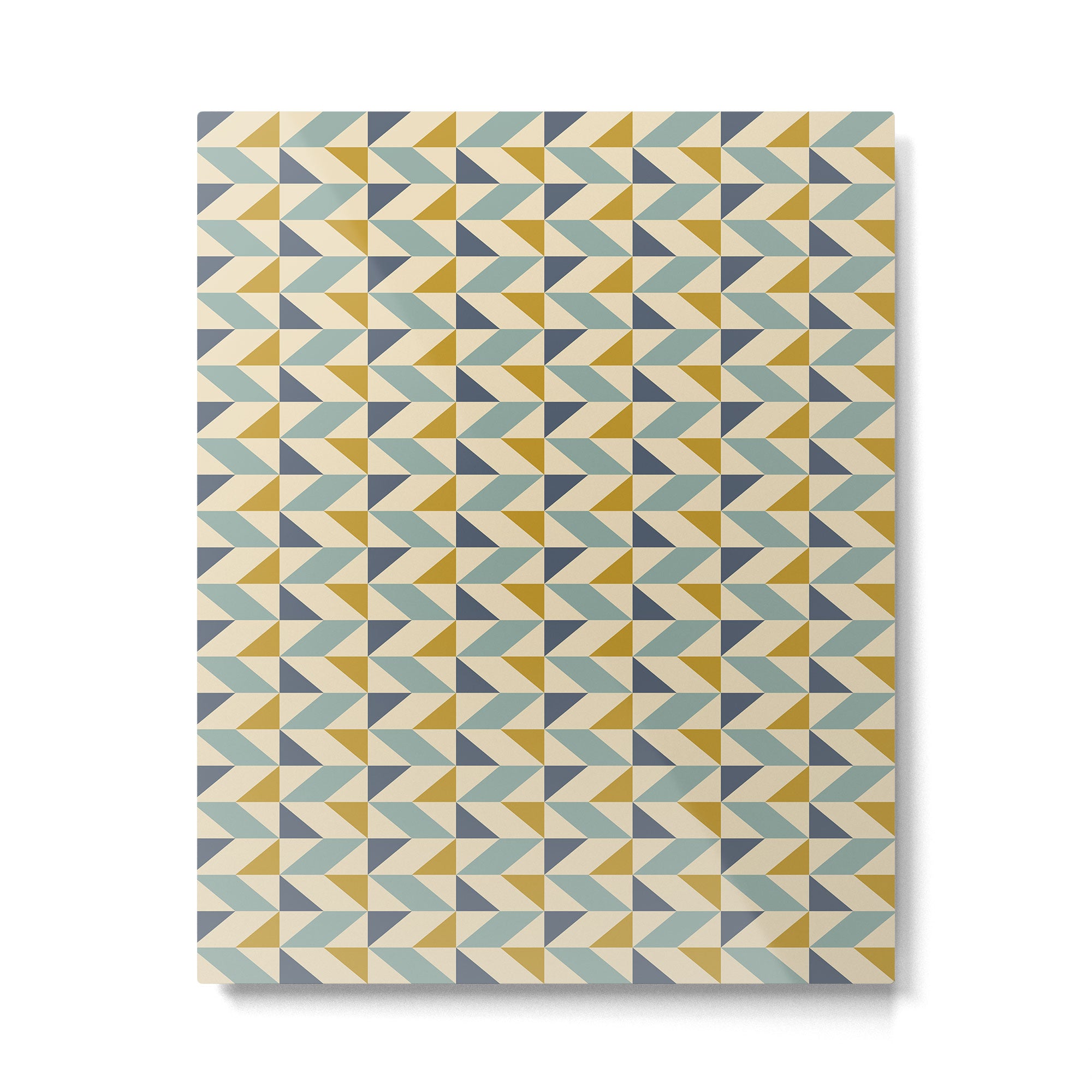 Retro Geometric Triangles in Gold and Blue Metal Print Gallery Image 4