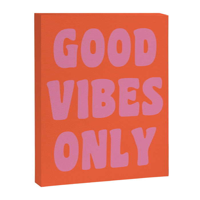 Retro Good Vibes Only Lettering in Pink and Orange Canvas Print Gallery Image 1