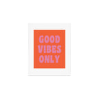 Retro Good Vibes Only Lettering in Pink and Orange Art Print Gallery Image 1