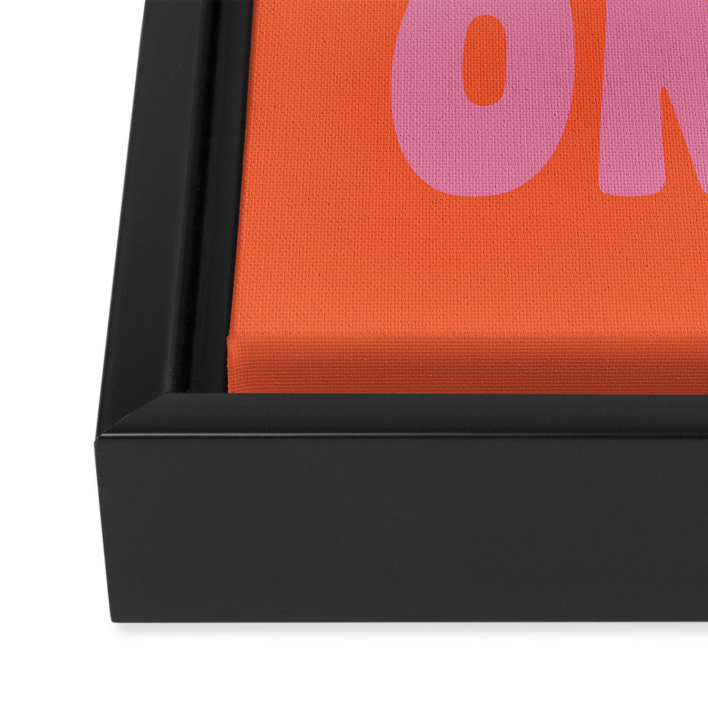 Retro Good Vibes Only Lettering in Pink and Orange Framed Canvas Print Gallery Image 3