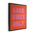 Retro Good Vibes Only Lettering in Pink and Orange Framed Canvas Print Gallery Image 2