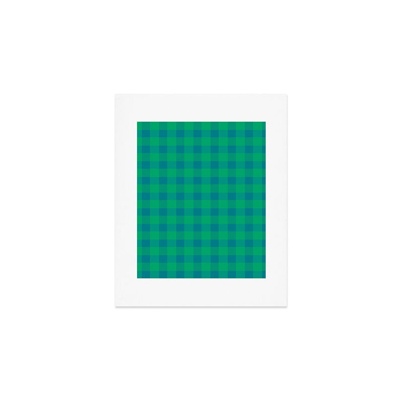 Retro Green Gingham Art Print Gallery Image 1