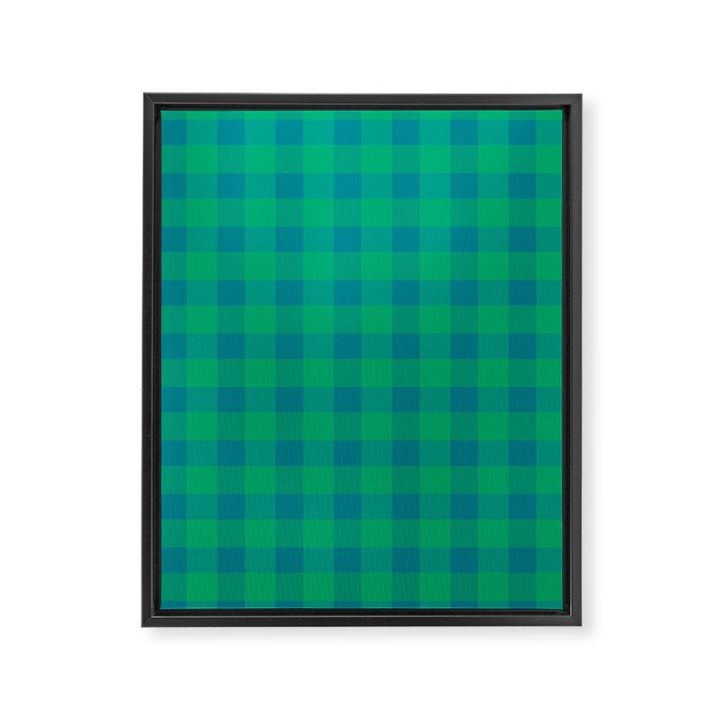Retro Green Gingham Framed Canvas Print Gallery Image 8