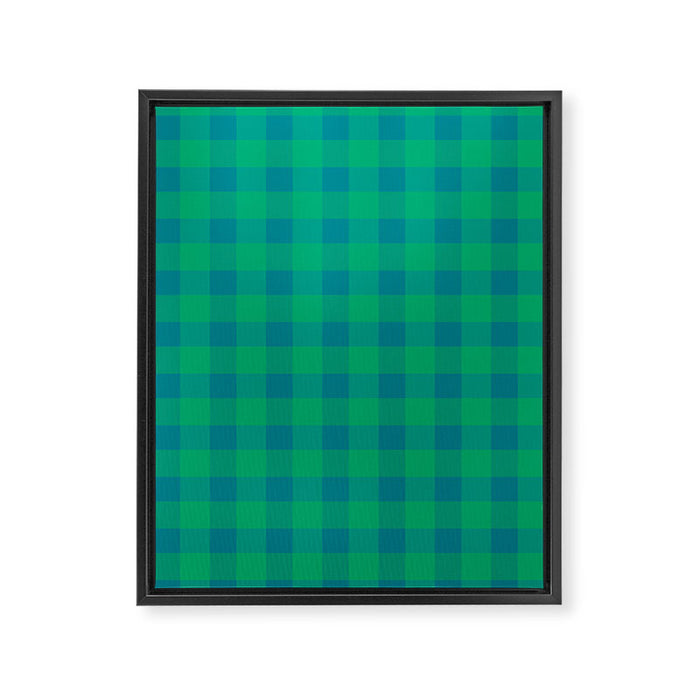 Retro Green Gingham Framed Canvas Print Gallery Image 1