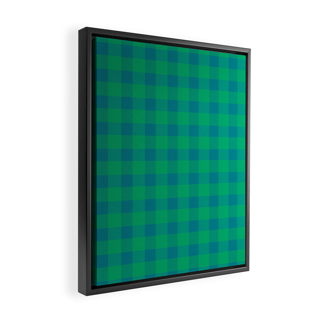 Retro Green Gingham Framed Canvas Print Gallery Image 2