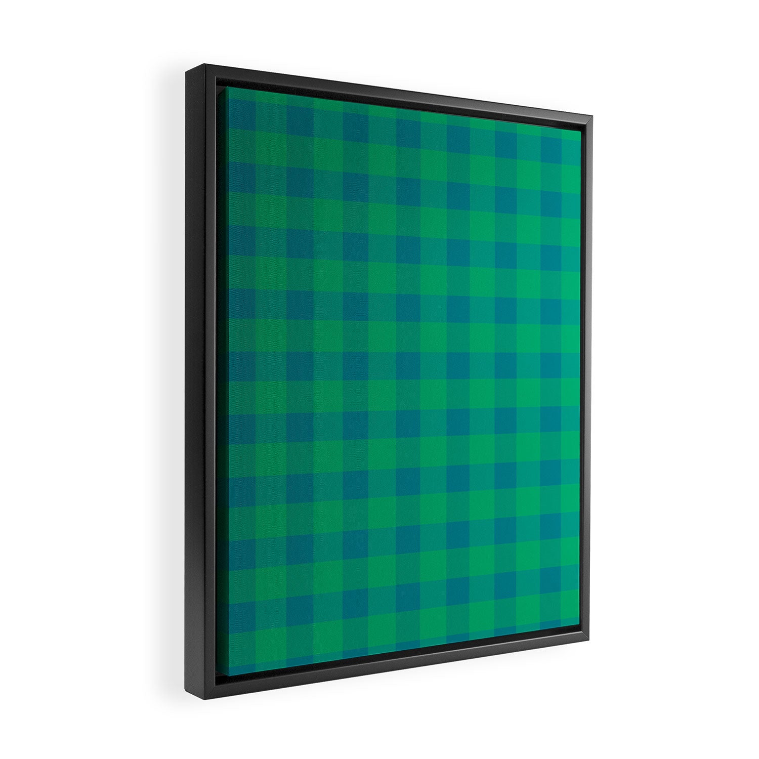 Retro Green Gingham Framed Canvas Print Gallery Image 2