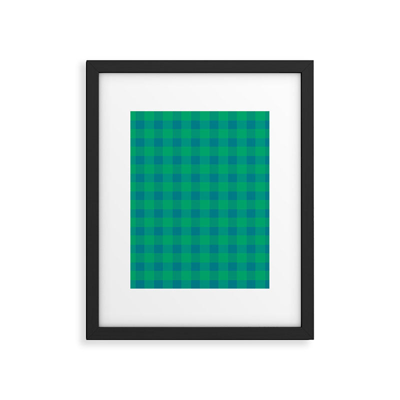 Retro Green Gingham Framed Art Print Gallery Image 6