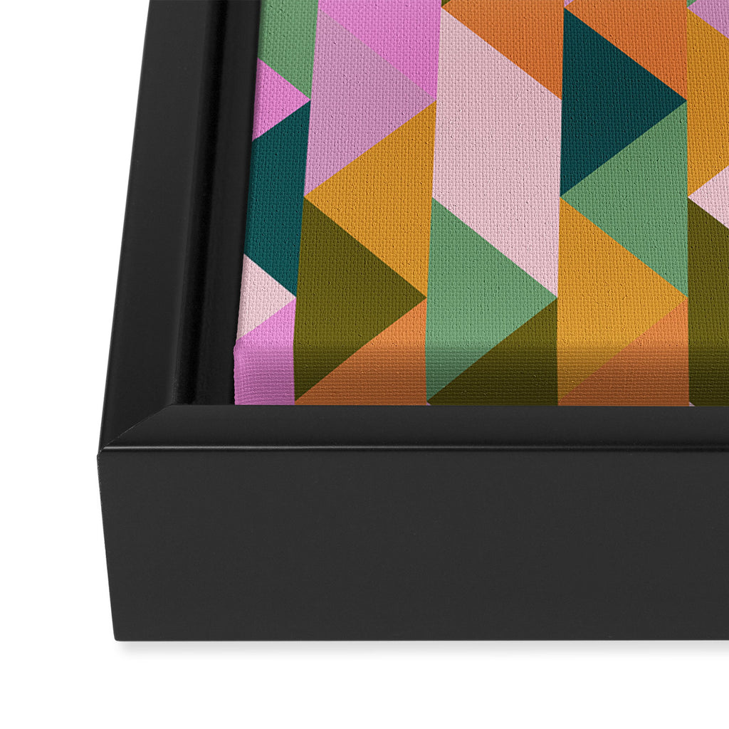 Retro Modern Pink Green Geometric Triangle Art Framed Canvas Print Gallery Image 3