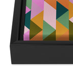 Retro Modern Pink Green Geometric Triangle Art Framed Canvas Print Gallery Image 3