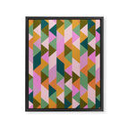 Retro Modern Pink Green Geometric Triangle Art Framed Canvas Print Gallery Image 6