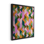 Retro Modern Pink Green Geometric Triangle Art Framed Canvas Print Gallery Image 2