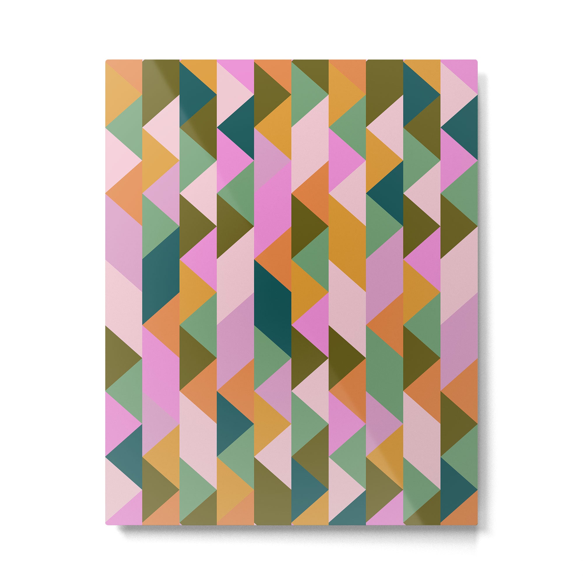 Retro Modern Pink Green Geometric Triangle Art Metal Print Gallery Image 4