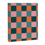 Retro Teal Green and Orange Checkerboard Canvas Print Gallery Image 8