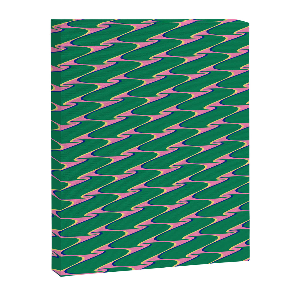 Retro Wavy Geometric Pink Green Zigzag Abstract Pattern Canvas Print Gallery Image 6