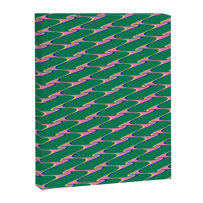 Retro Wavy Geometric Pink Green Zigzag Abstract Pattern Canvas Print Gallery Image 1
