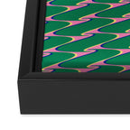 Retro Wavy Geometric Pink Green Zigzag Abstract Pattern Framed Canvas Print Gallery Image 3