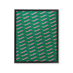 Retro Wavy Geometric Pink Green Zigzag Abstract Pattern Framed Canvas Print Gallery Image 6