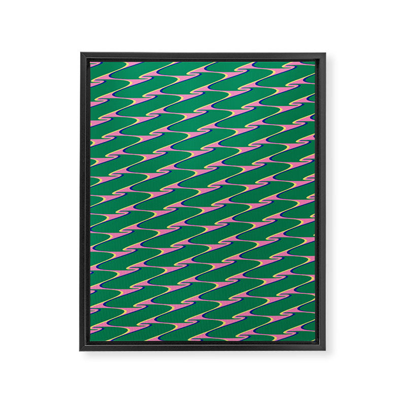 Retro Wavy Geometric Pink Green Zigzag Abstract Pattern Framed Canvas Print Gallery Image 6