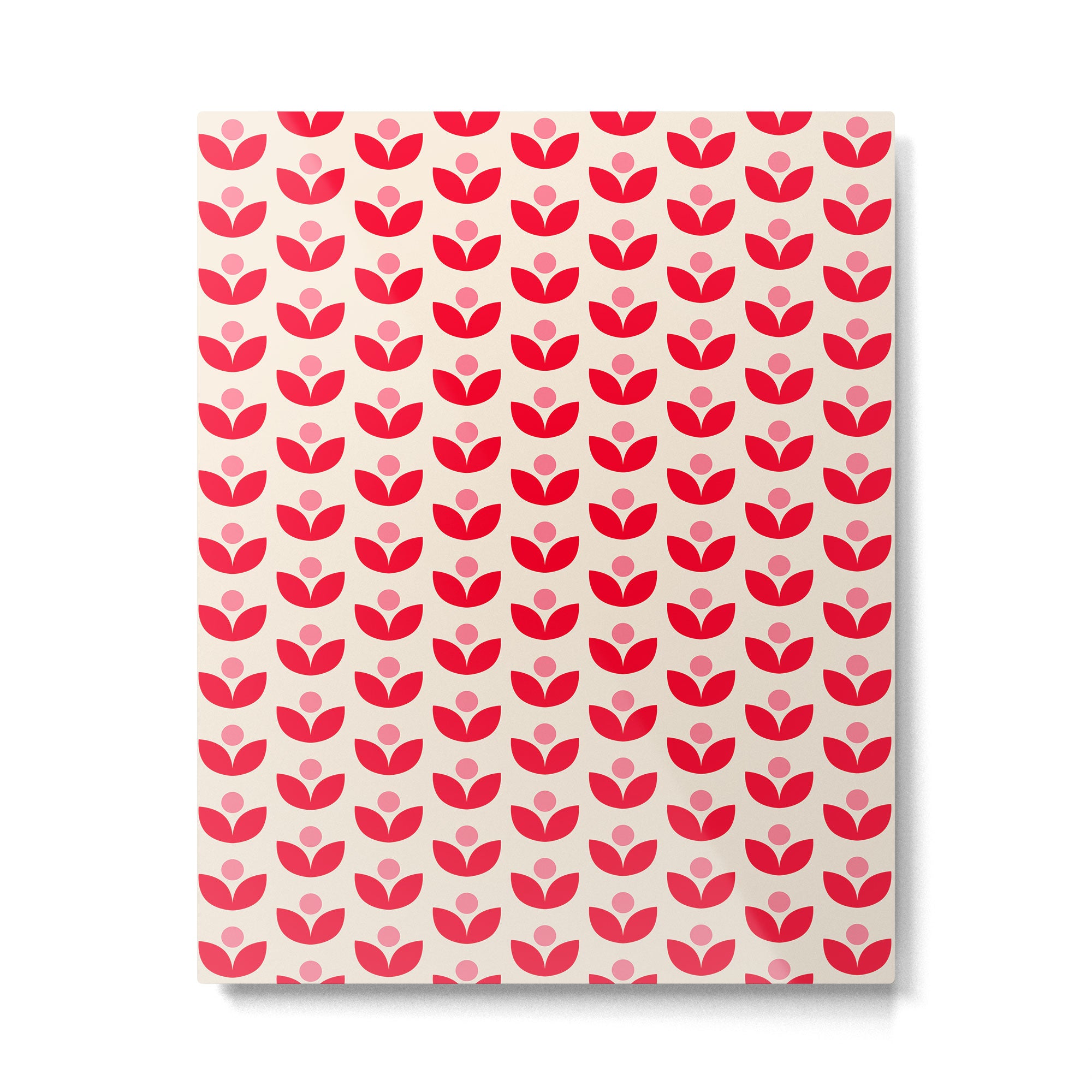 Scandi Folk Tulip Pattern in Pink and Red Metal Print Gallery Image 6