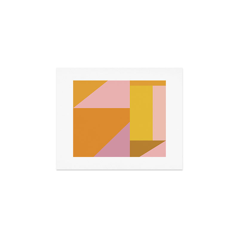 Shapes in Vintage Modern Pink, Orange, Yellow, and Lavender Art Print Gallery Image 1