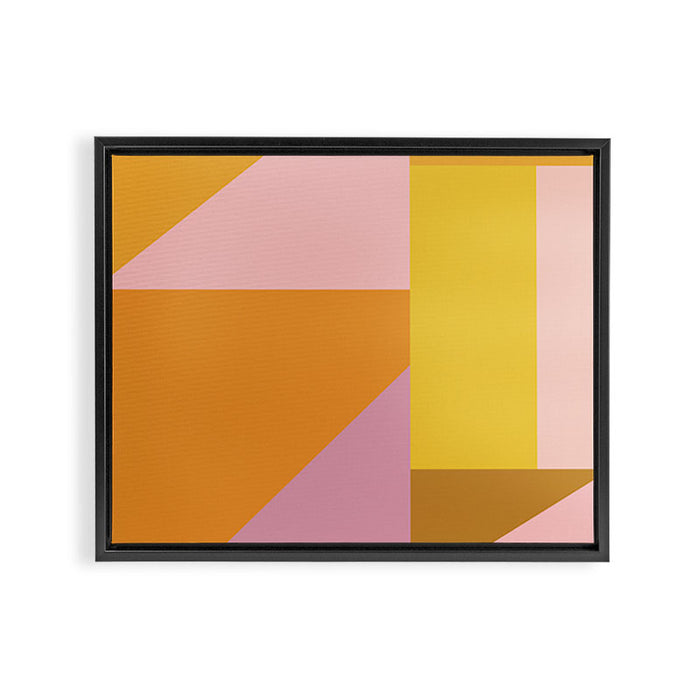 Shapes in Vintage Modern Pink, Orange, Yellow, and Lavender Framed Canvas Print Gallery Image 1