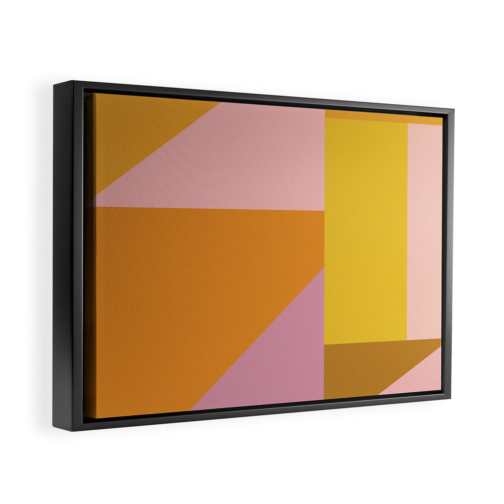 Shapes in Vintage Modern Pink, Orange, Yellow, and Lavender Framed Canvas Print Gallery Image 2