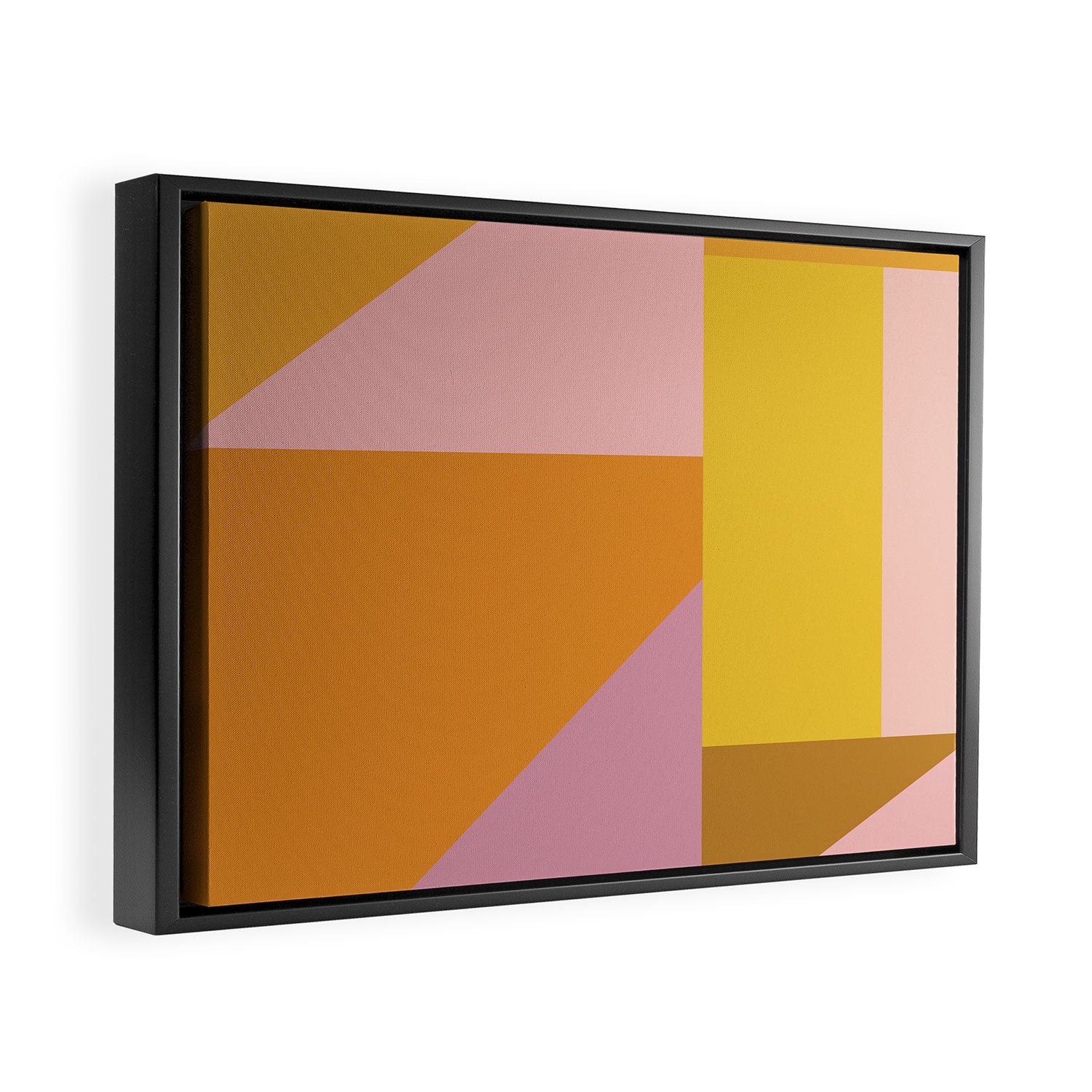 Shapes in Vintage Modern Pink, Orange, Yellow, and Lavender Framed Canvas Print Gallery Image 2