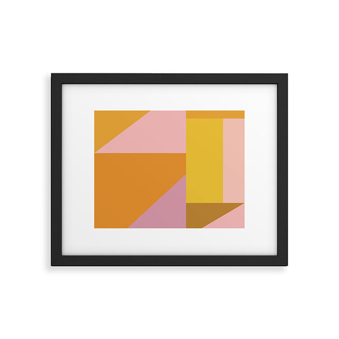 Shapes in Vintage Modern Pink, Orange, Yellow, and Lavender Framed Art Print Gallery Image 1
